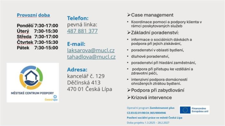 Cenntrum podpory v České Lípě rozšířilo pracovní dobu